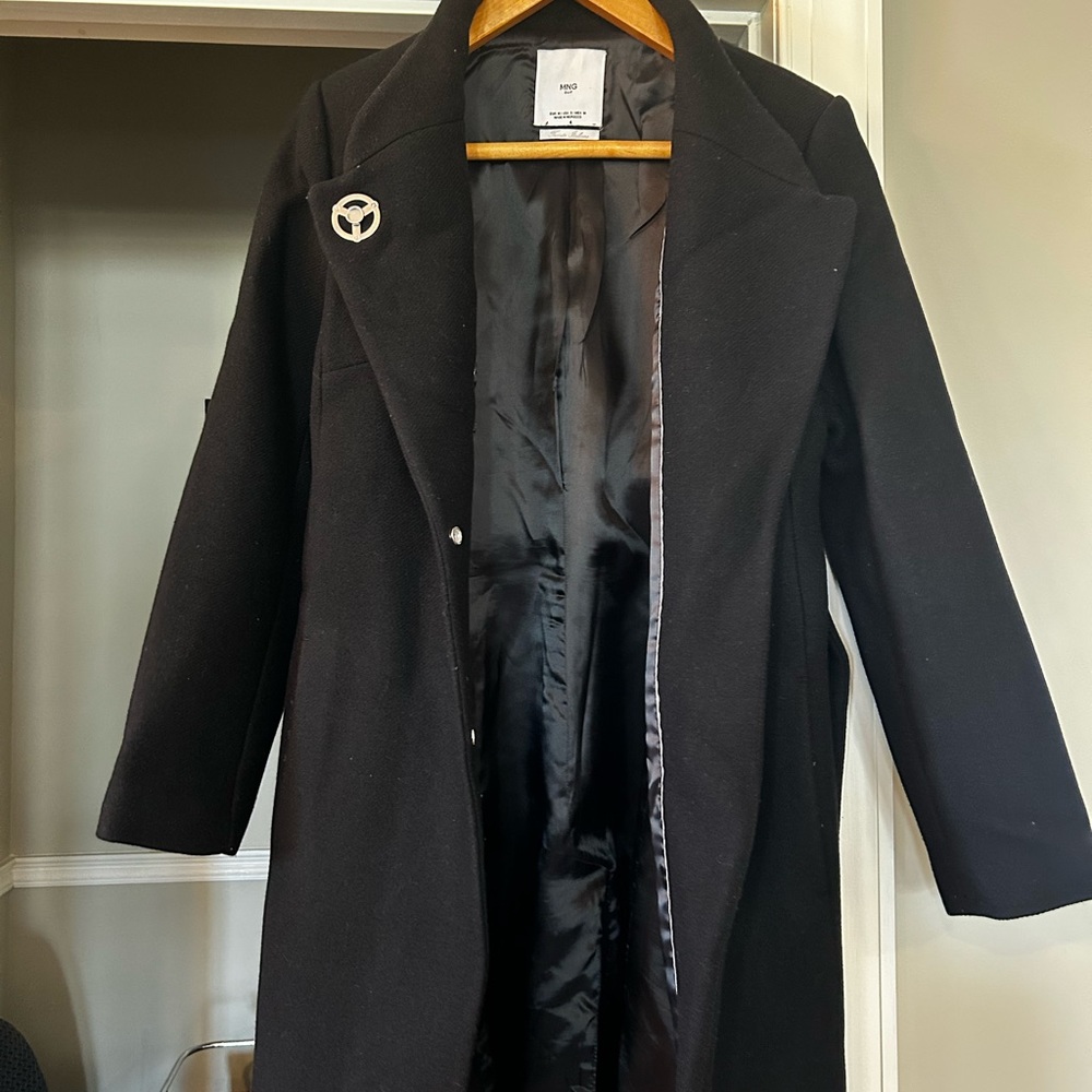 Mango Black Wool Blend Pea Coat
